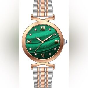 INVICTA Wildflower Women's Watch - 34mm, Rose Gold Steel Band, Green Dial.